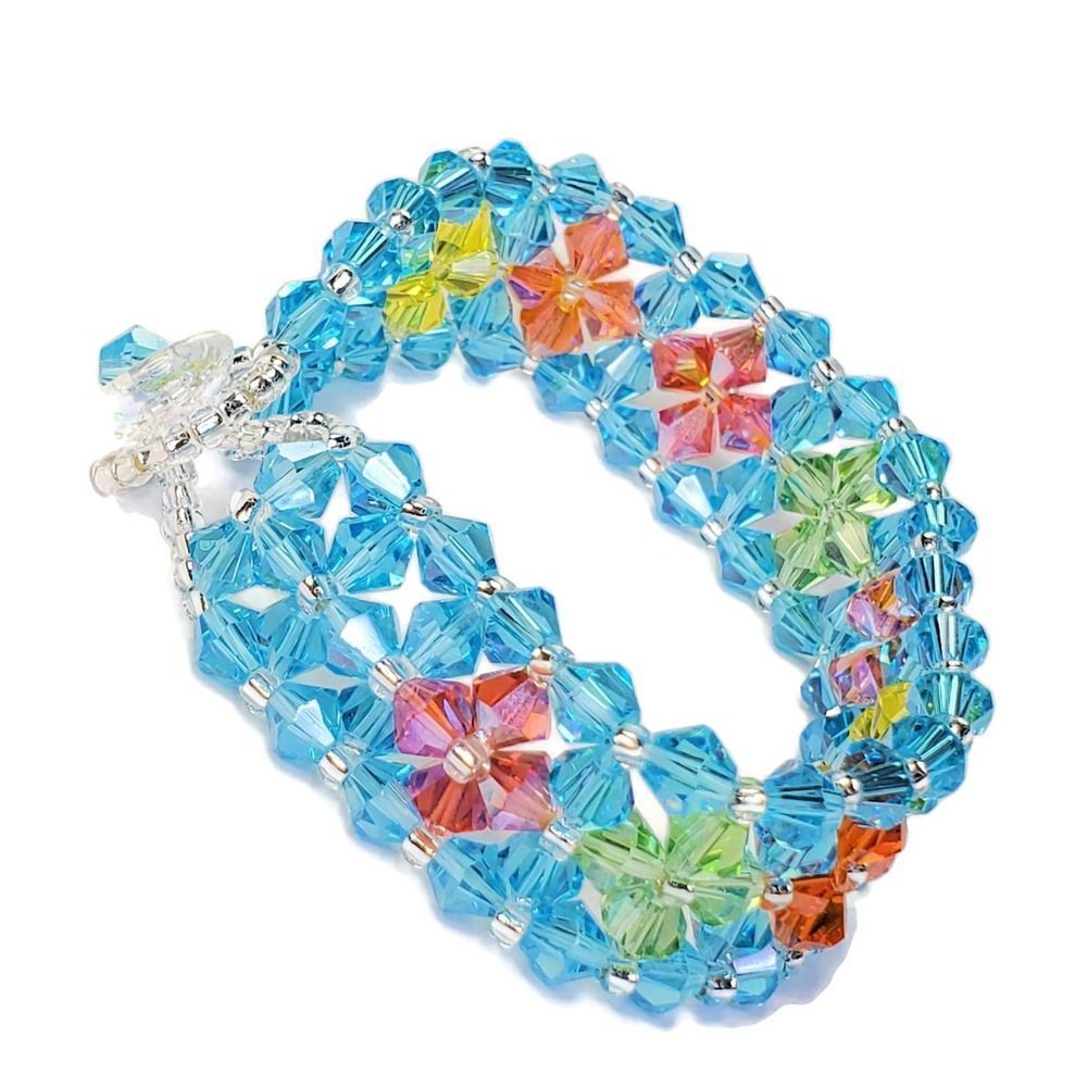 Preciosa Crystal Bicone Bracelet Blue Multi Color View 2